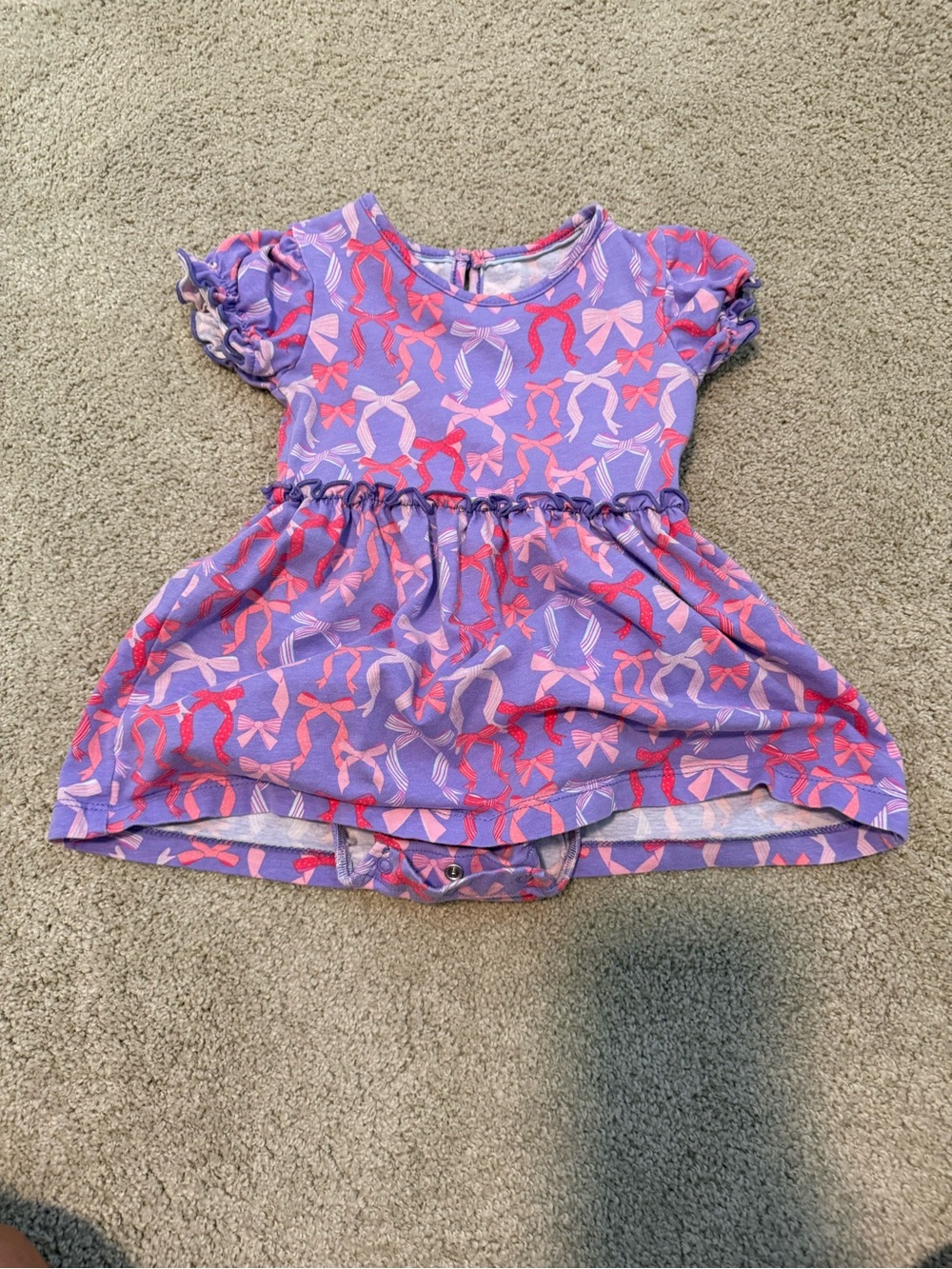 Ruffle Butts Purple Dress with Pink and Red Bow Print